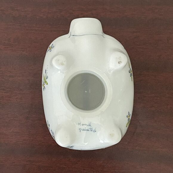 Vintage Piggy Bank With Stopper, Forget Me Not 1989 Hand Painted Signed - Picture 8 of 12